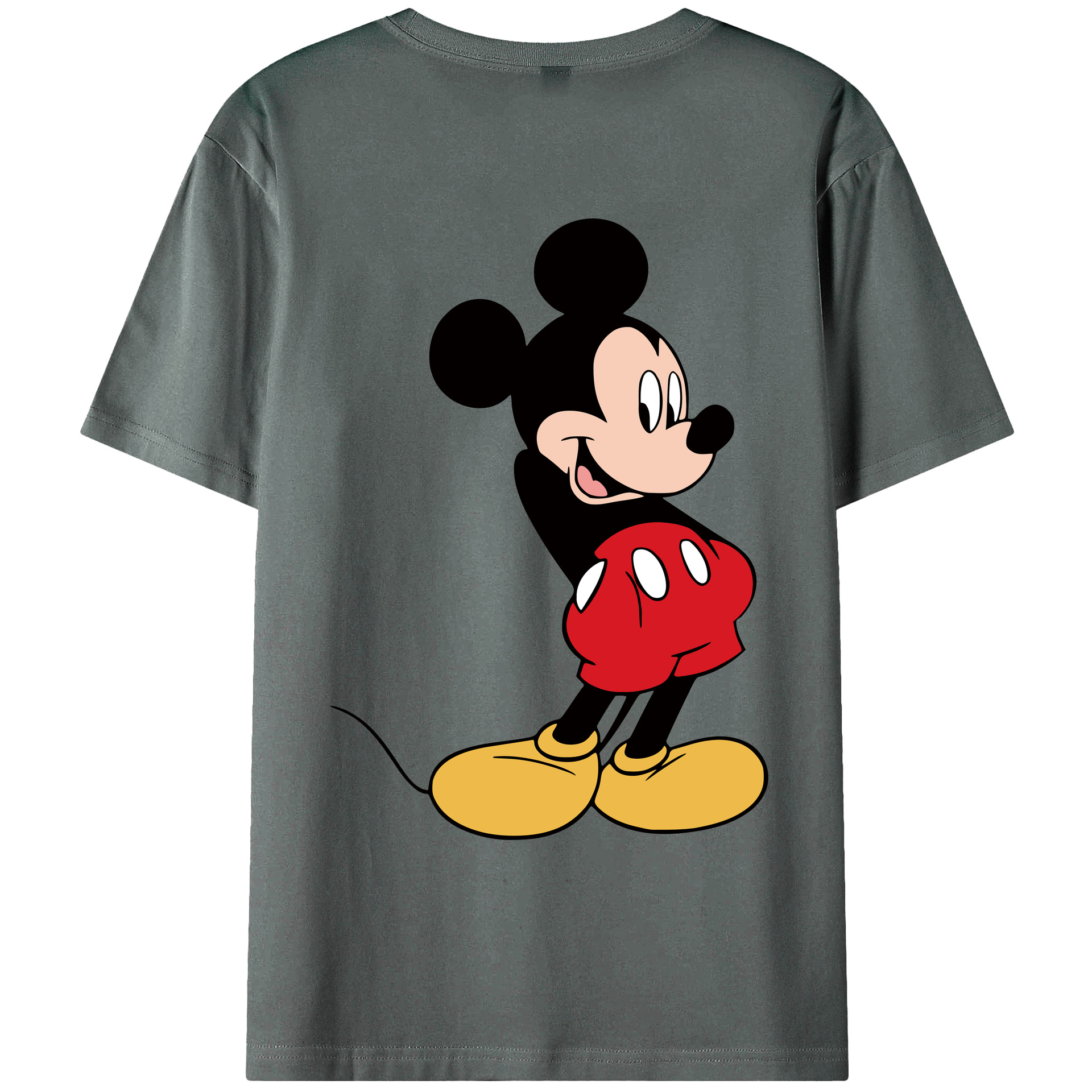 ミッキーマウス Mickey Mouse 綿100％ メンズ半袖Tシャツ（バックプリント） 通気性